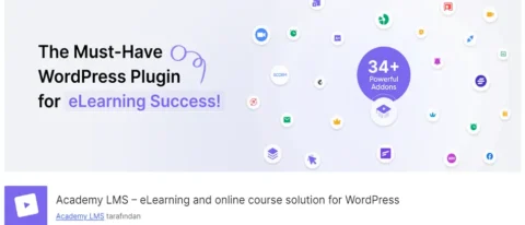 Academy LMS, WordPress kullanıcıları için özel olarak tasarlanmış bir e-öğrenme yönetim sistemi (LMS) eklentisidir. Çevrimiçi kurslar oluşturmayı kolaylaştırır.