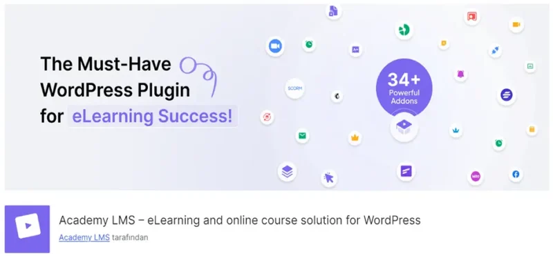 Academy LMS, WordPress kullanıcıları için özel olarak tasarlanmış bir e-öğrenme yönetim sistemi (LMS) eklentisidir. Çevrimiçi kurslar oluşturmayı kolaylaştırır.