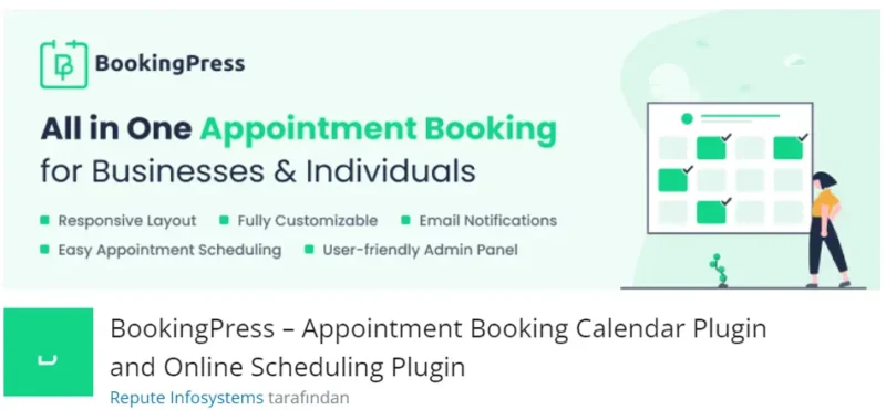 BookingPress, kullanıcıların randevu ayarlamalarını ve yönetimlerini kolaylaştıran, kullanımı basit ve etkili bir WordPress eklentisidir.