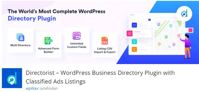 Directorist, işletmelerin ve ilanların yönetimini kolaylaştıran güçlü bir WordPress eklentisidir. İşletme dizinleri oluşturmanızı ve sınıflandırılmış ilanlar yayınlamanızı sağlar.