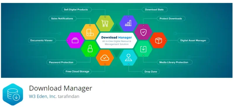 Download Manager, WordPress siteniz için gelişmiş dosya yönetim ve indirme işlevleri sunan bir eklentidir.