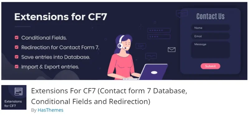 Extensions For CF7, Contact Form 7 eklentisini geliştirerek form verilerini daha etkin bir şekilde yönetmenizi sağlar.