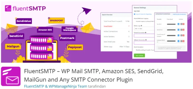 FluentSMTP, WordPress sitenizden e-posta göndermenin güvenli ve etkili bir yolunu sunan bir eklentidir. Bu eklenti, SMTP sunucularıyla kolayca bağlantı kurarak e-posta teslimatınızı artırmanıza yardımcı olur.
