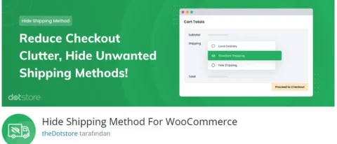 Hide Shipping Method, WooCommerce mağazanızda belirli koşullara göre nakliye yöntemlerini gizlemenizi sağlayan bir eklentidir.