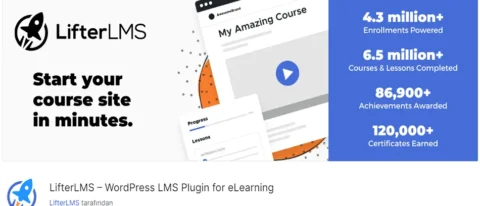 LifterLMS, WordPress tabanlı bir öğrenme yönetim sistemi (LMS) eklentisidir. Bu eklenti, çevrimiçi kurslar oluşturmak, öğrenci yönetimi yapmak ve kurs içeriği sunmak için güçlü bir çözüm sunar.