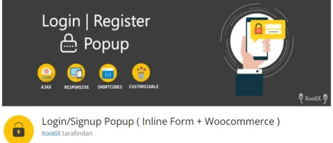 Login Signup Popup Inline Form, WooCommerce sitenizde kullanıcıların hızlıca giriş yapabilmesi veya kayıt olabilmesi için geliştirilmiş bir eklentidir.