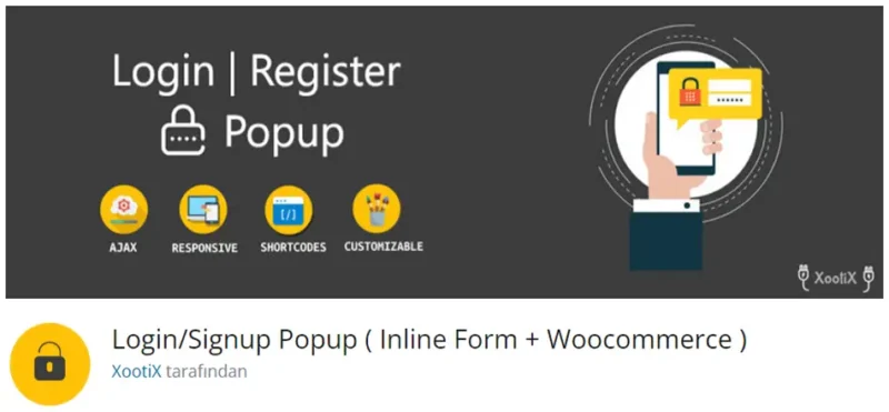 Login Signup Popup Inline Form, WooCommerce sitenizde kullanıcıların hızlıca giriş yapabilmesi veya kayıt olabilmesi için geliştirilmiş bir eklentidir.