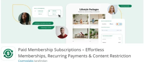 Paid Membership Subscriptions, WordPress sitenizde üyelik tabanlı içerik sunmanıza olanak tanıyan güçlü bir eklentidir. Üyelik paketleri oluşturabilir, yinelenen ödemeler ayarlayabilir ve belirli içerikleri yalnızca üyelerle sınırlayabilirsiniz.