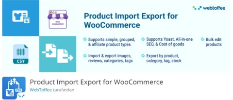 Product Import Export for WooCommerce, e-ticaret sitenizdeki ürünleri kolayca dışa aktarmanıza ve içe aktarmanıza olanak tanıyan bir eklentidir.