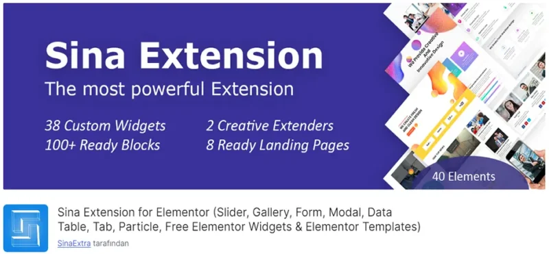 Sina Extension for Elementor, popüler sayfa oluşturucu Elementor’a ek işlevsellik kazandıran ücretsiz bir eklentidir.