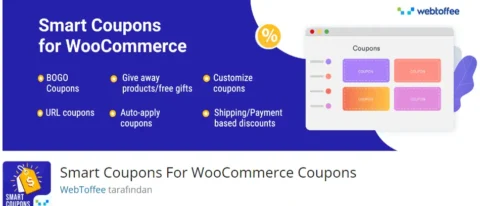 Smart Coupons For WooCommerce, WooCommerce mağazanızda kupon yönetimini kolaylaştıran ve satışlarınızı artırmaya yardımcı olan bir eklentidir.