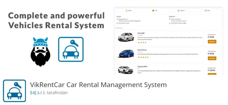 VikRentCar Car Rental Management System, araç kiralama hizmetleri sunan işletmeler için geliştirilmiş kapsamlı bir WordPress eklentisidir. Bu eklenti, araçların yönetimi, rezervasyon işlemleri ve müşteri ilişkileri gibi birçok önemli işlevi tek bir platformda toplar.