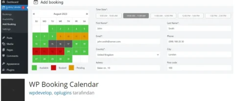 WP Booking Calendar, WordPress sitenizde kolayca rezervasyon ve randevu yönetimi yapmanızı sağlayan kapsamlı bir eklentidir.