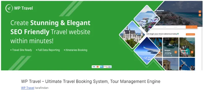 WP Travel, seyahat rezervasyonlarını, turları ve tatil paketlerini yönetmek için tasarlanmış bir WordPress eklentisidir.