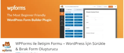 WPForms, WordPress siteleri için kullanıcı dostu bir form oluşturucu eklentisidir. İletişim formları, ödeme formları, anketler ve daha fazlasını hızlı bir şekilde oluşturmanızı sağlar.