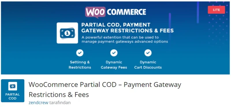 WooCommerce Partial COD eklentisi, müşterilerin siparişlerini "Kapıda Ödeme" yöntemi ile yapmalarını sağlayan, ancak belirli kısıtlamalar ve ek ücretlerle özelleştirilebilen bir ödeme çözümüdür.