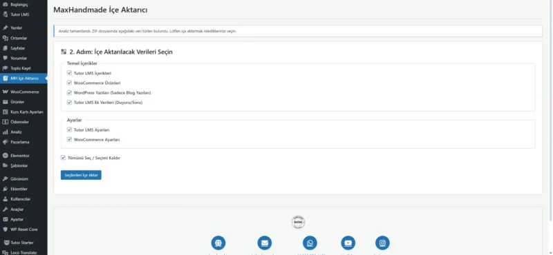 MHM Tutor LMS İçe Aktarıcı